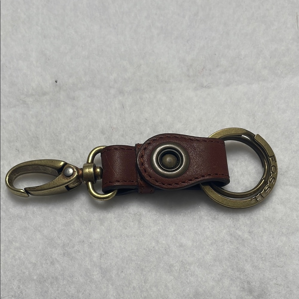 Fossil Brown Leather Keychain